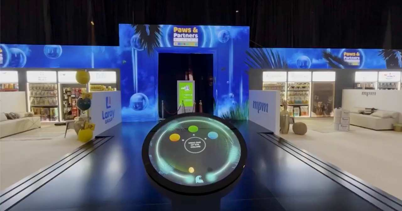 Paws & Partners interactive table and LED installation in Riyadh.